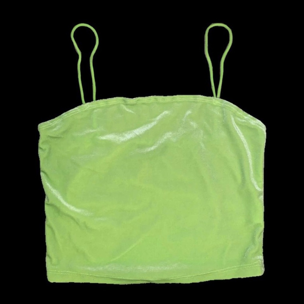 Neon Green Velvet Tank Crop Top